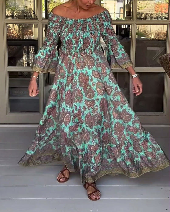 Sukienka na jedno ramię z nadrukiem retro