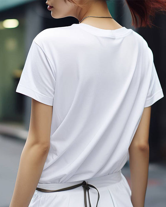 T-shirt z nadrukiem miłosnym z krótkim rękawem i okrągłym dekoltem