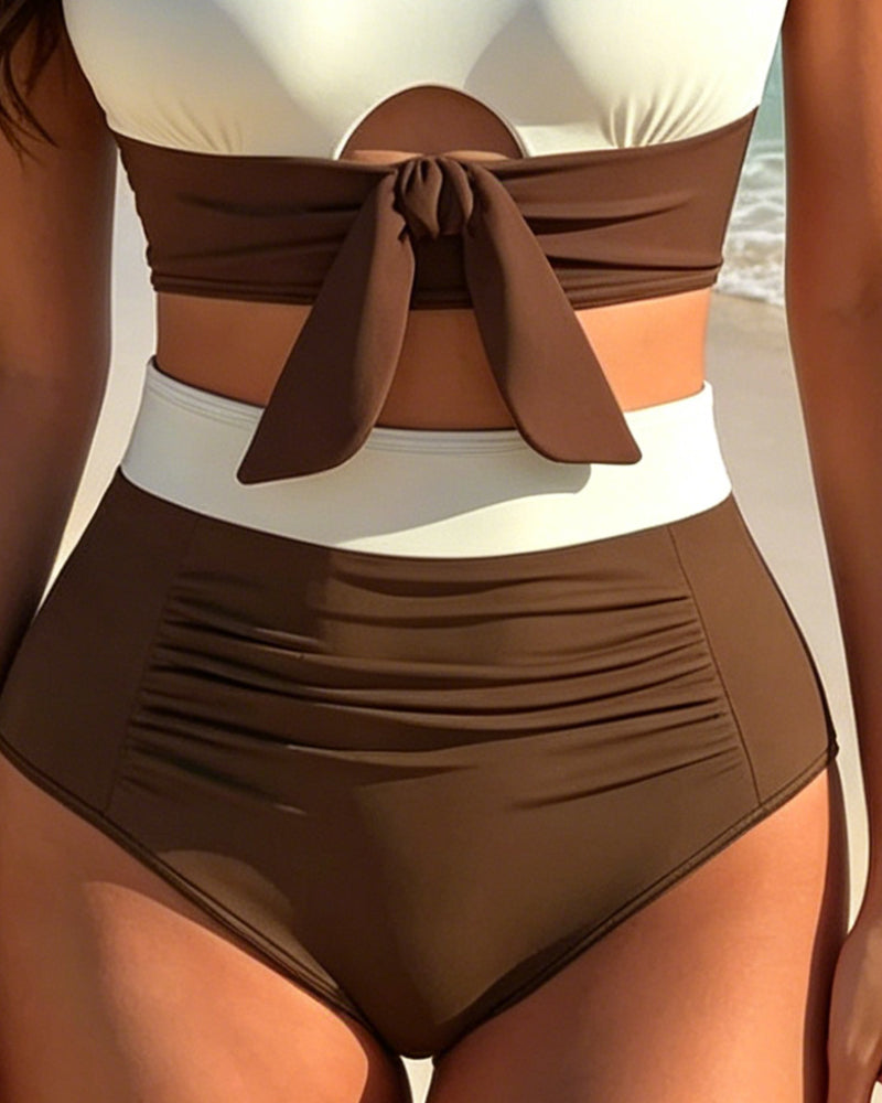 Bikini Wakacyjny Z Kołnierzykiem U I Blokami Kolorów