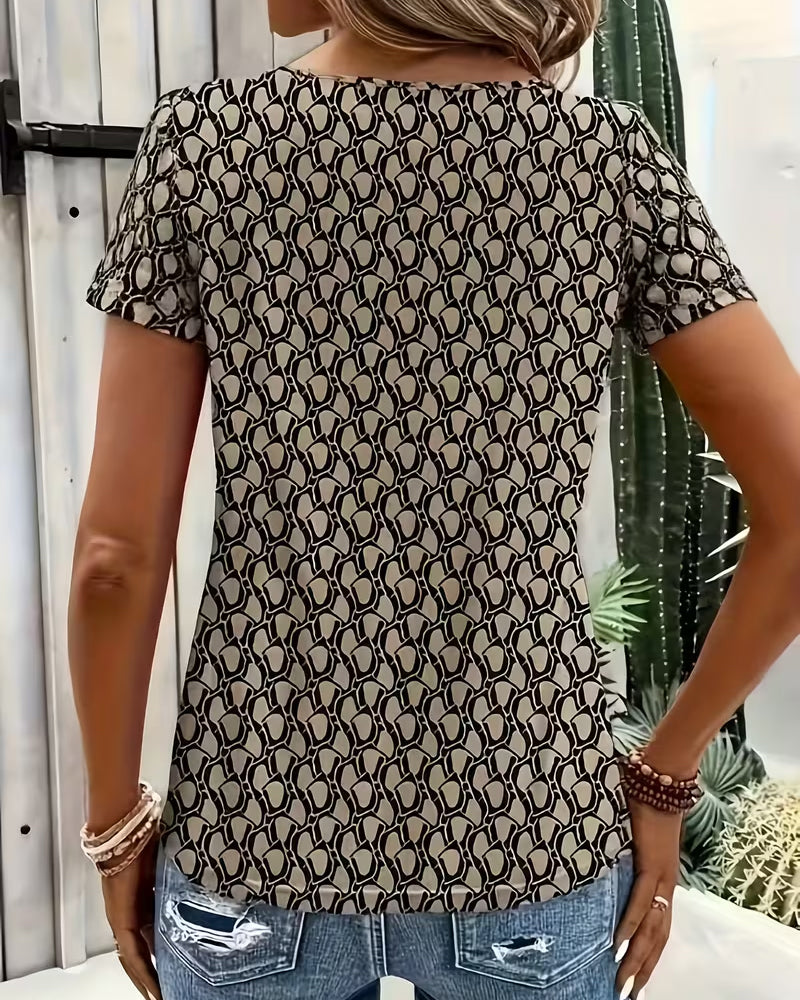 T-Shirt Pierścień Klamra Geometryczny Nadruk