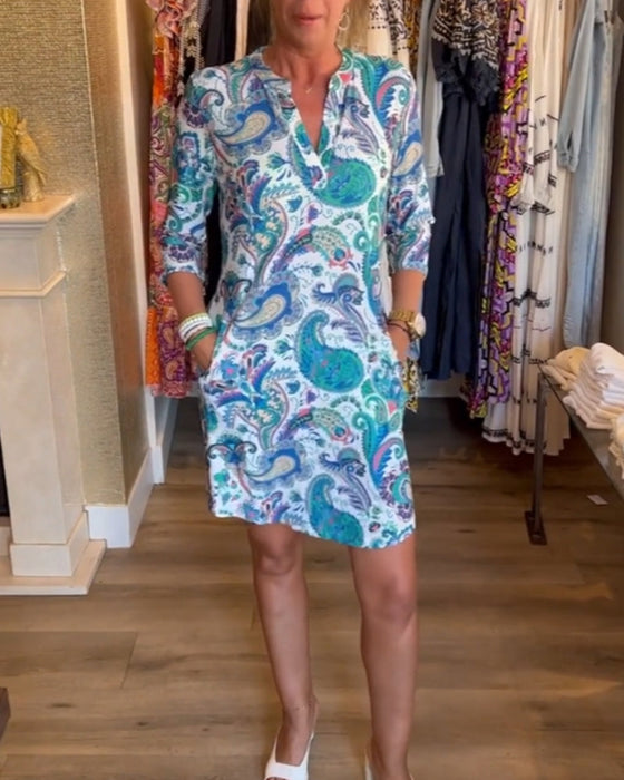 Sukienka z rękawami 3/4 i kieszeniami