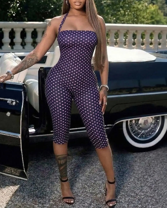 Kombinezon Polka Dot Halter Capri