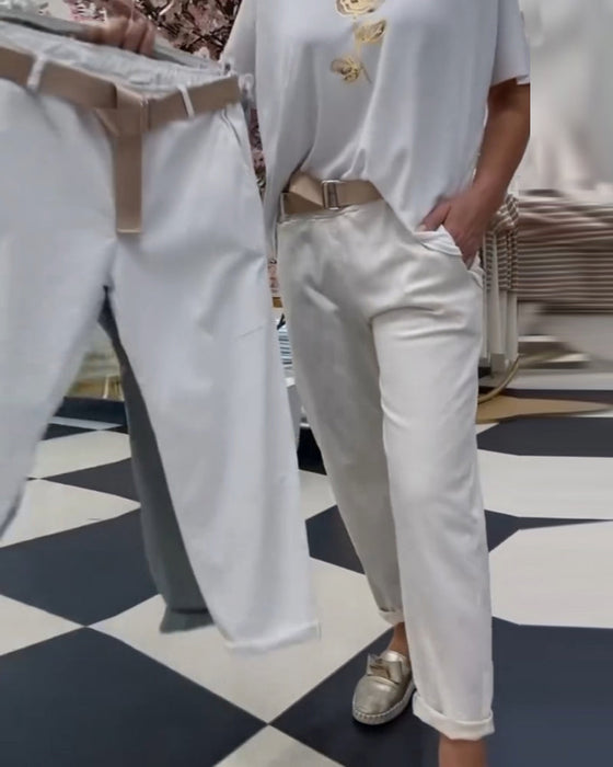 Spodnie w czystych kolorach i casual stylu