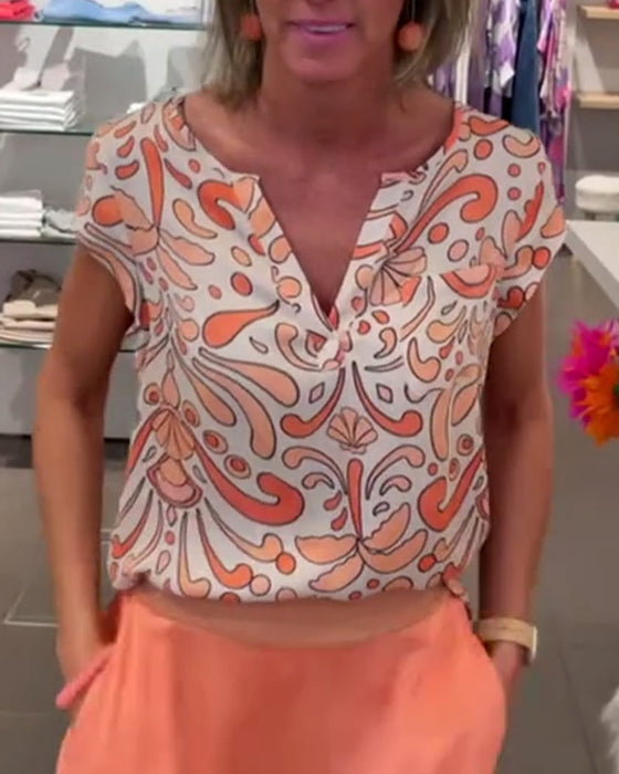 Bluzka z raglanowymi rękawami i dekoltem w kształcie litery V