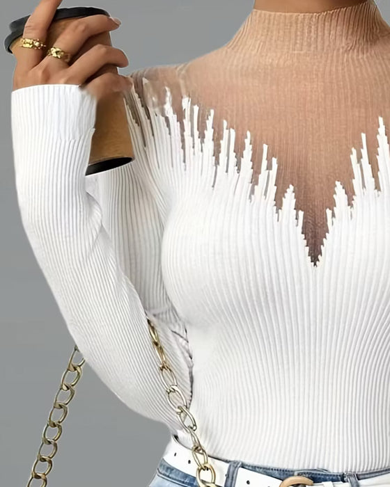 Sweter Swobodny Moda Długi Rękaw
