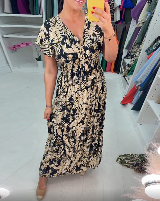 Sukienka z krótkim rękawem i dekoltem w kształcie litery V