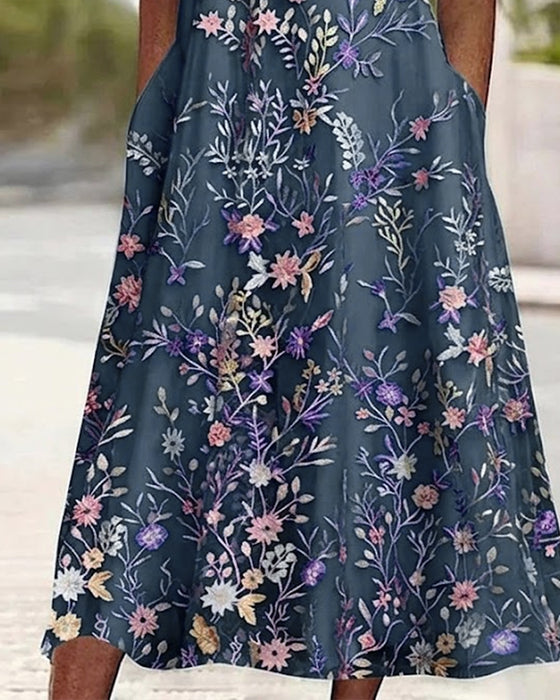 Sukienka Koronka Kwiatowy Patchwork Linia A