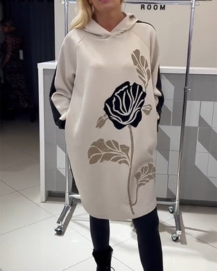 Sukienka Z Kapturem Color-Block Print Kwiatowy