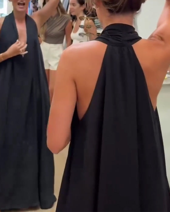 Sukienka Elegancka Bez Rękawów Podłogowa
