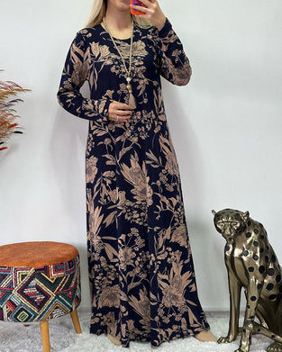 Sukienka z okrągłym dekoltem i kwiatowym wzorem