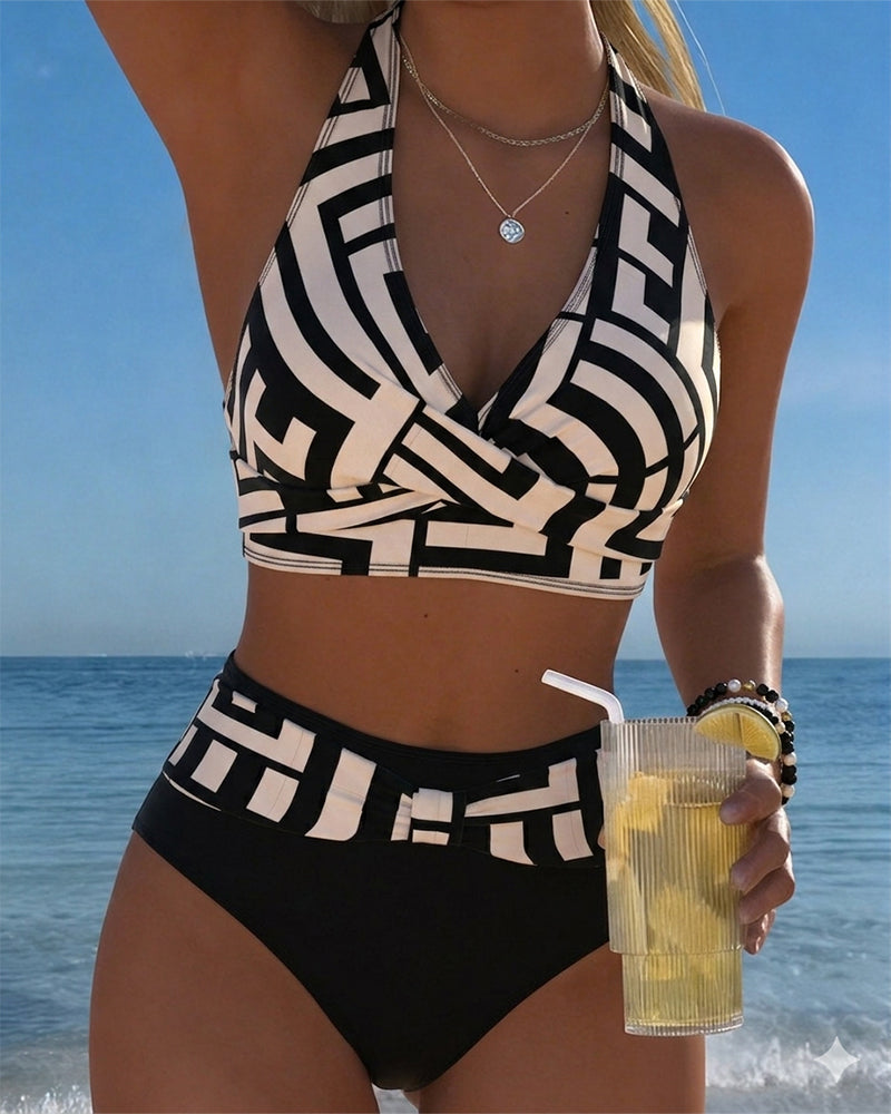 Bikini Geometryczny Druk Wysoki Stan