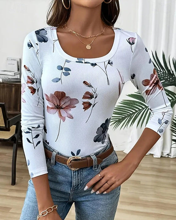 T-Shirt Z Kwiatowymi Wizerunkami I Wszechstronnym Designem
