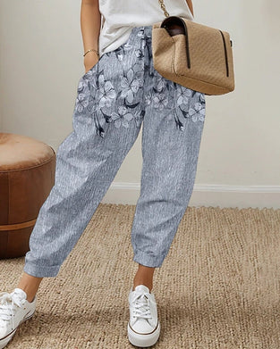 Damskie jeansy casualowe z kieszeniami i nadrukiem