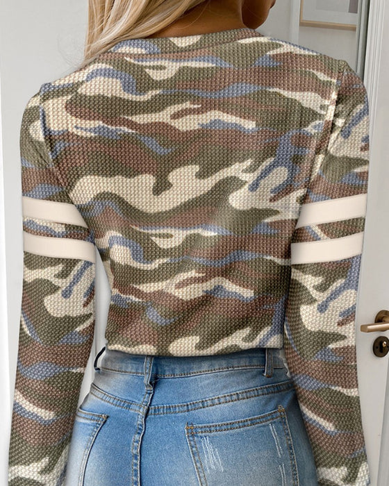 Top Polzamek Camouflage Długi Rękaw