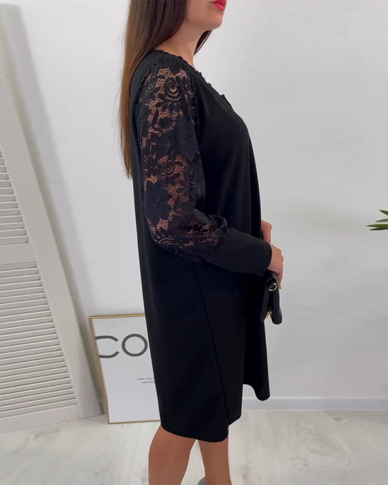 Elegancka koronkowa sukienka z dekoltem w kształcie litery V