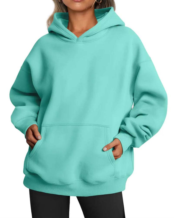 Hoodie Jednolity Kolor Długi Rękaw Swobodny