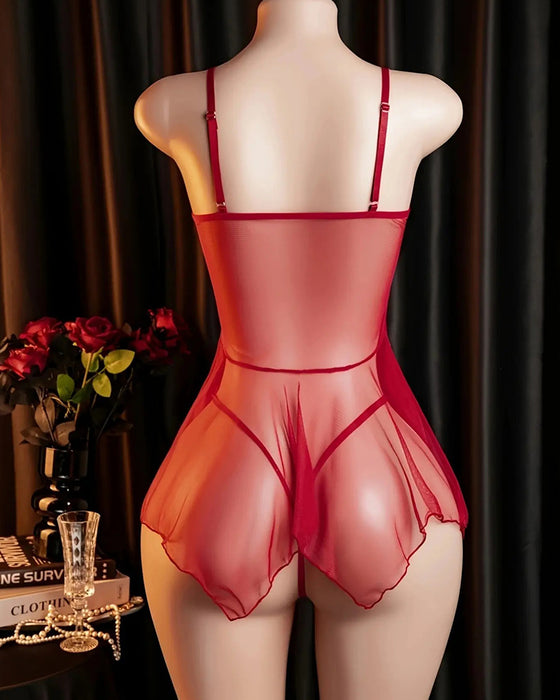 Sleepwear Koronka Siatka Ramiączko Spaghetti