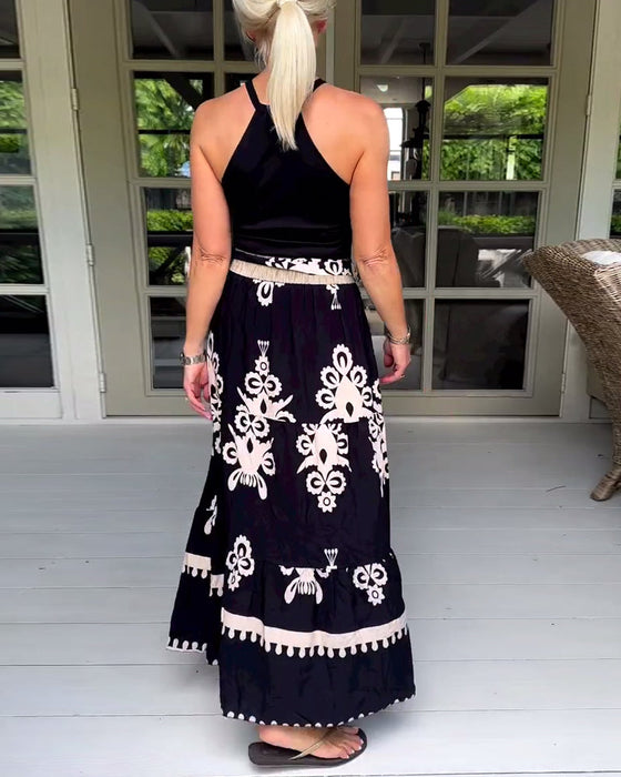 Stylowa elegancka spódnica z nadrukiem