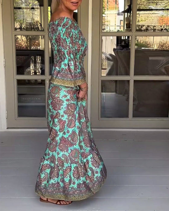 Sukienka na jedno ramię z nadrukiem retro