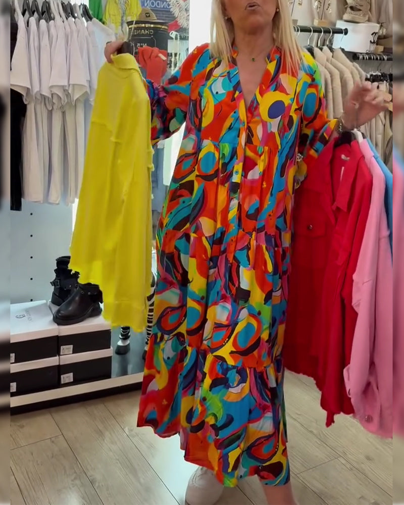 Sukienka Abstrakcyjny Graffiti Długa