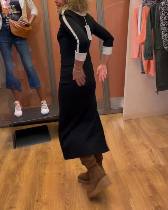 Sukienka z dekoltem w kształcie litery V i rękawami 3/4