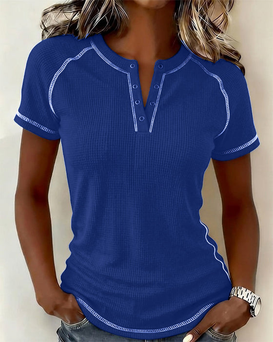 T-Shirt Tkanina Gofra Henley