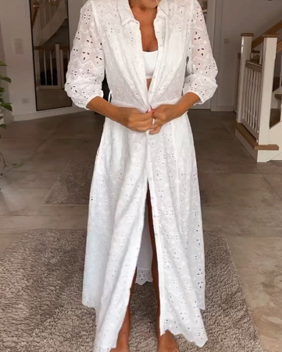Elegancka sukienka midi z rękawem 3/4