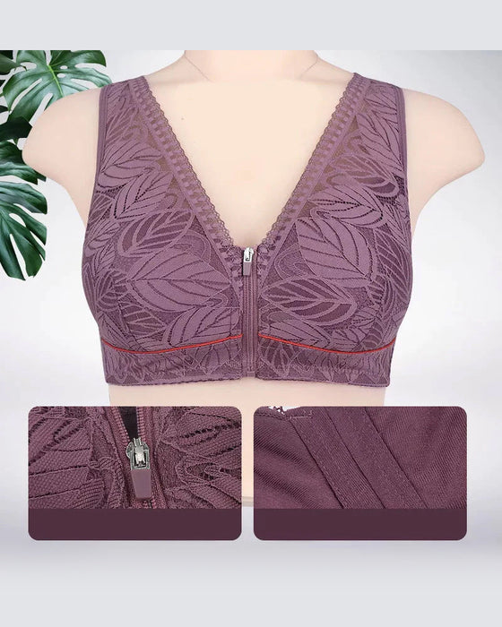 Koronkowy biustonosz zapinany z przodu na zamek