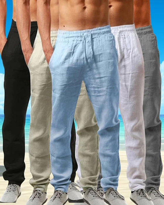 Męskie spodnie z lnu i bawełny