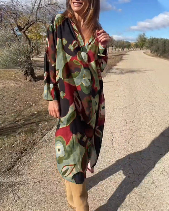 Sukienka z długim rękawem i nadrukiem