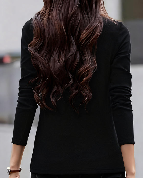Top Slim Fit Plisowany Długi Rękaw