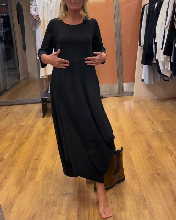 Sukienka z długim rękawem i okrągłym dekoltem