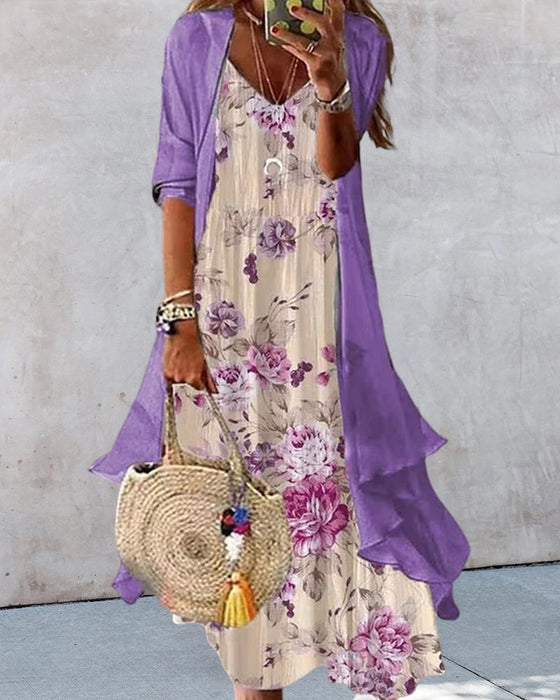 Dwuczęściowa sukienka na ramiączkach z nadrukiem