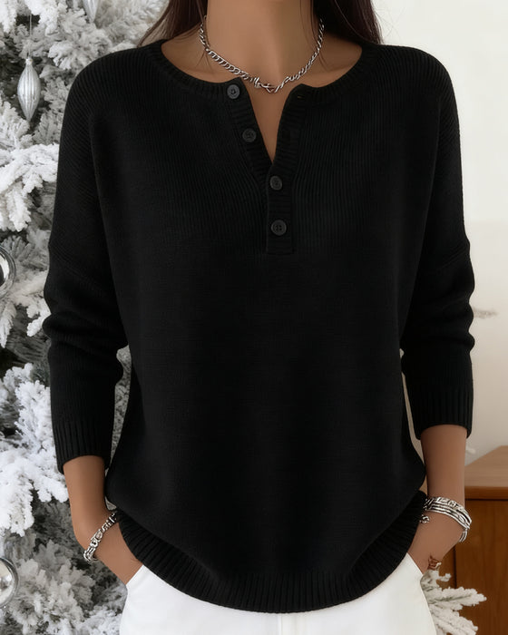 Jednokolorowy Sweter Zapinany Na Guziki Z Długim Rękawem