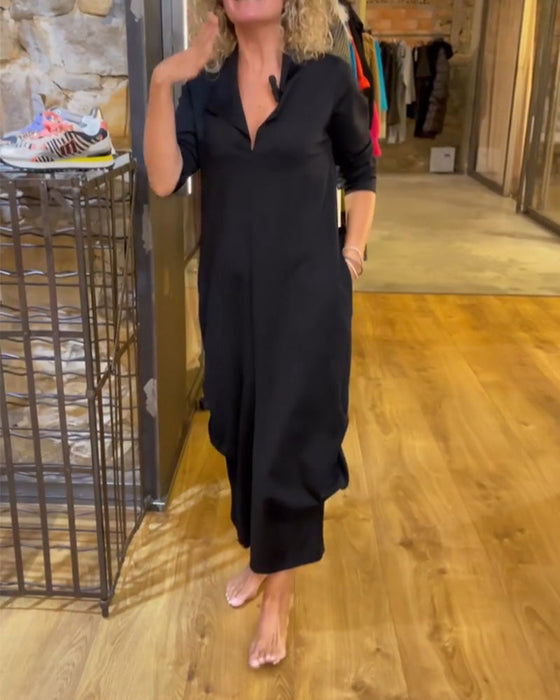 Sukienka W Kolorze Oliwkowym Z Dekoltem W Kształcie Litery V I Linią A