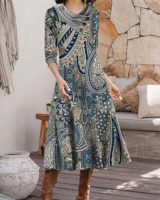 Sukienka midi z nadrukiem paisley