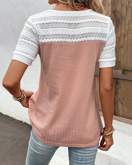 Koronkowa bluzka z krótkim rękawem