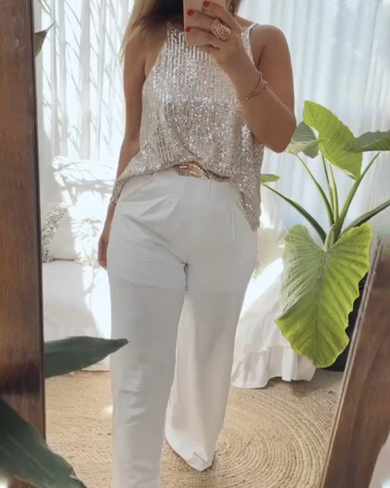 Casualowe koszulki na ramiączkach, dwustronne przód-tył