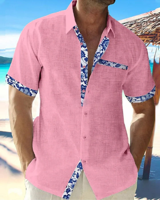 Koszula z krótkim rękawem z bawełny i lnu