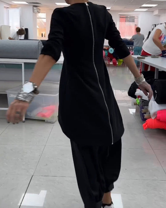 Bluza średniej długości z okrągłym dekoltem