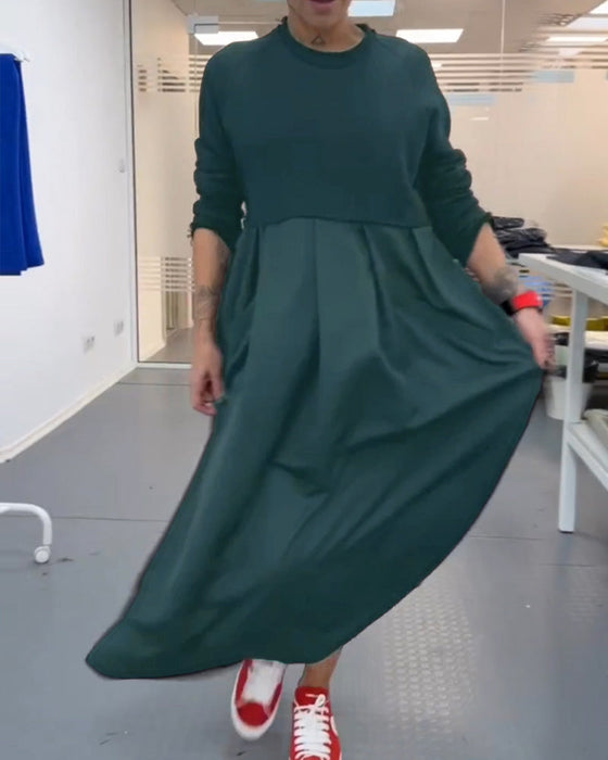 Luźna sukienka maxi w jednolitym kolorze