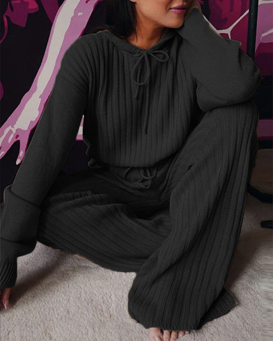 Luźny zestaw bawełniany z długim rękawem