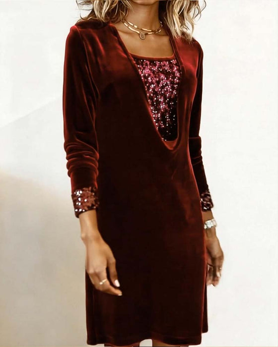 Sukienka Elegancka Cekinowa Patchwork