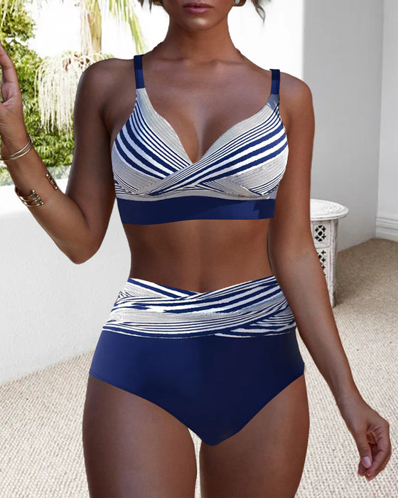 Bikini W Paski Push-Up Dwuczęściowe