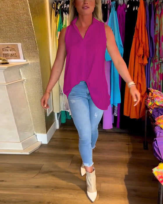 Bluzka bez rękawów z falbankami