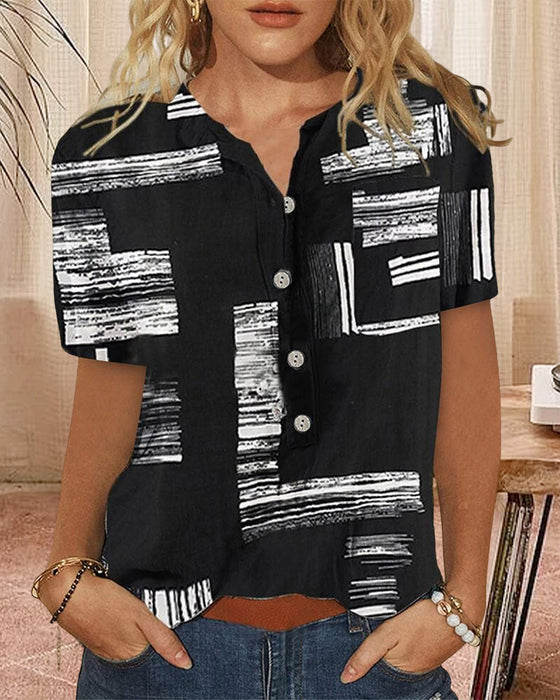 Wzorzysty top z krótkimi rękawami