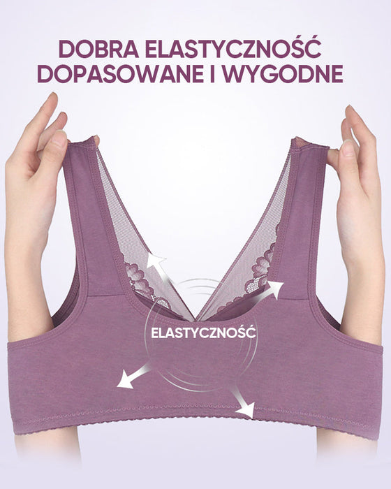 Koronkowy biustonosz z klamra z przodu