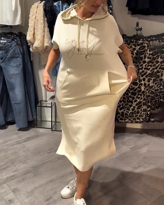 Sukienka Z Kapturem Casual Sznurek