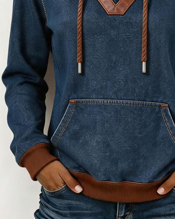Hoodie Patchwork Długi Rękaw