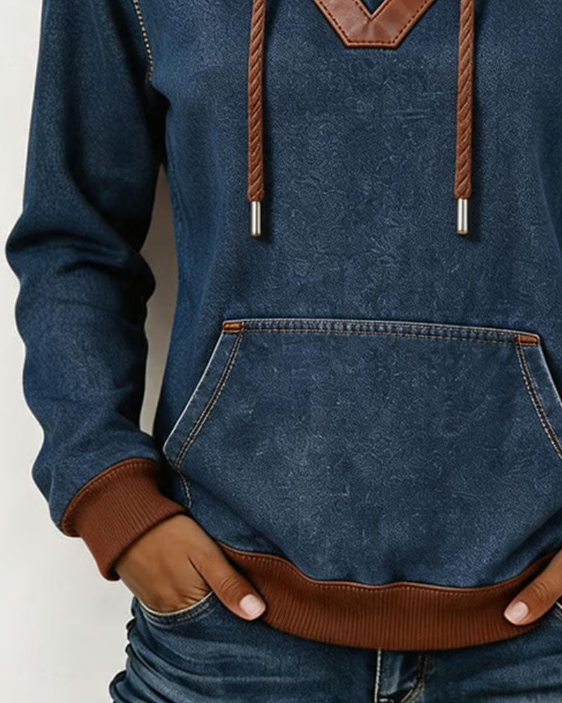 Hoodie Patchwork Długi Rękaw